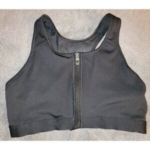 Nike Dri-FIT Swoosh Sports Bra Women Size Large Front Zip Black Medium Support